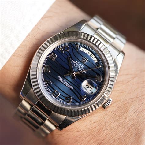 rolex day date gold blue dial|Rolex 218239.